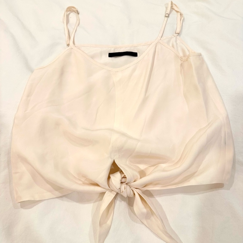 Jenni Kayne Cream Tie-Front Silk Tank